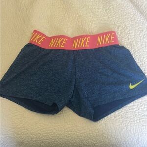 Nike Blue Athletic Shorts with Pink Waistband